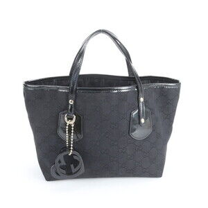 Gucci GG Canvas Jolie 212001 Leather Handbag Tote Bag Black Women's